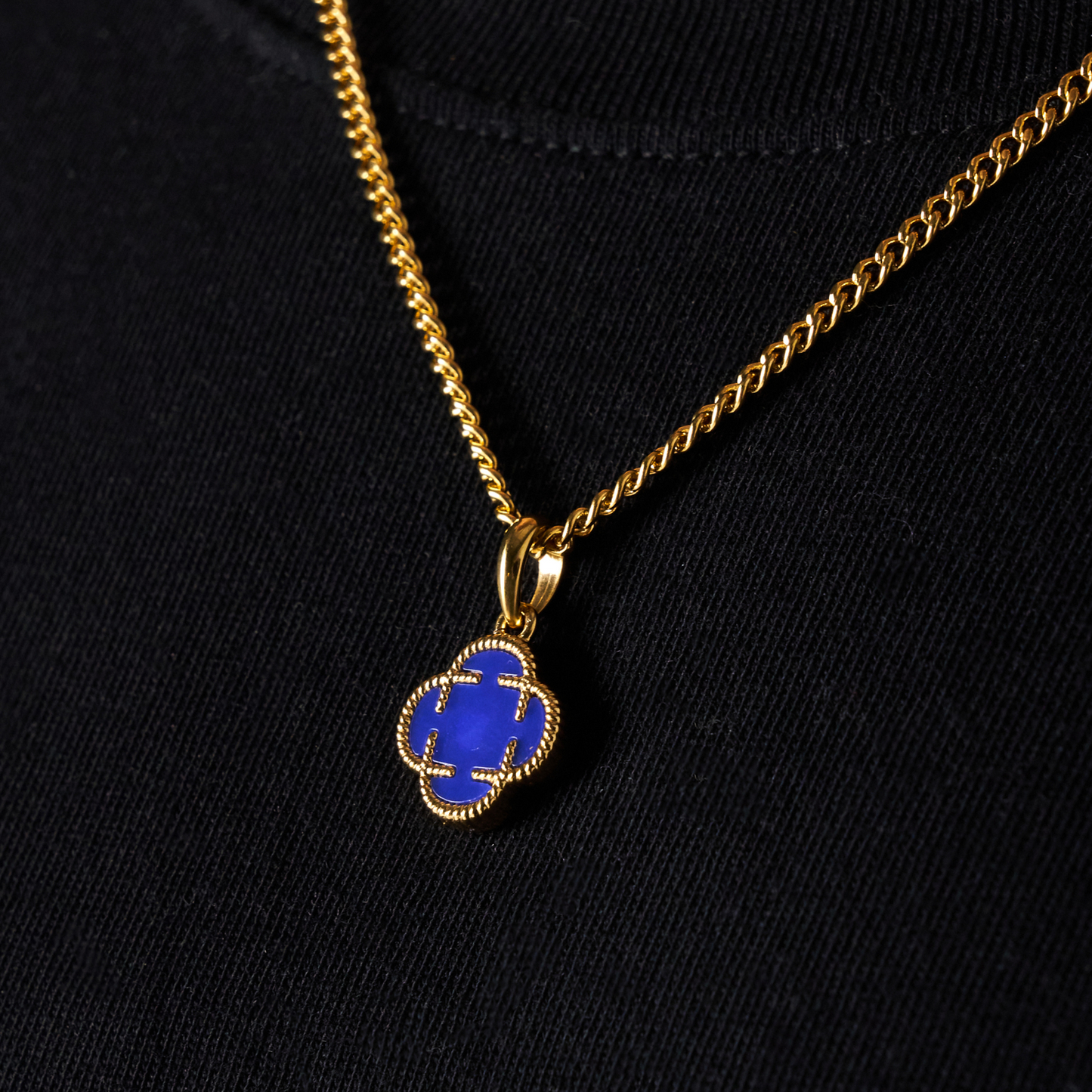 Pendente in Pietra di Trifoglio Blu (Oro)