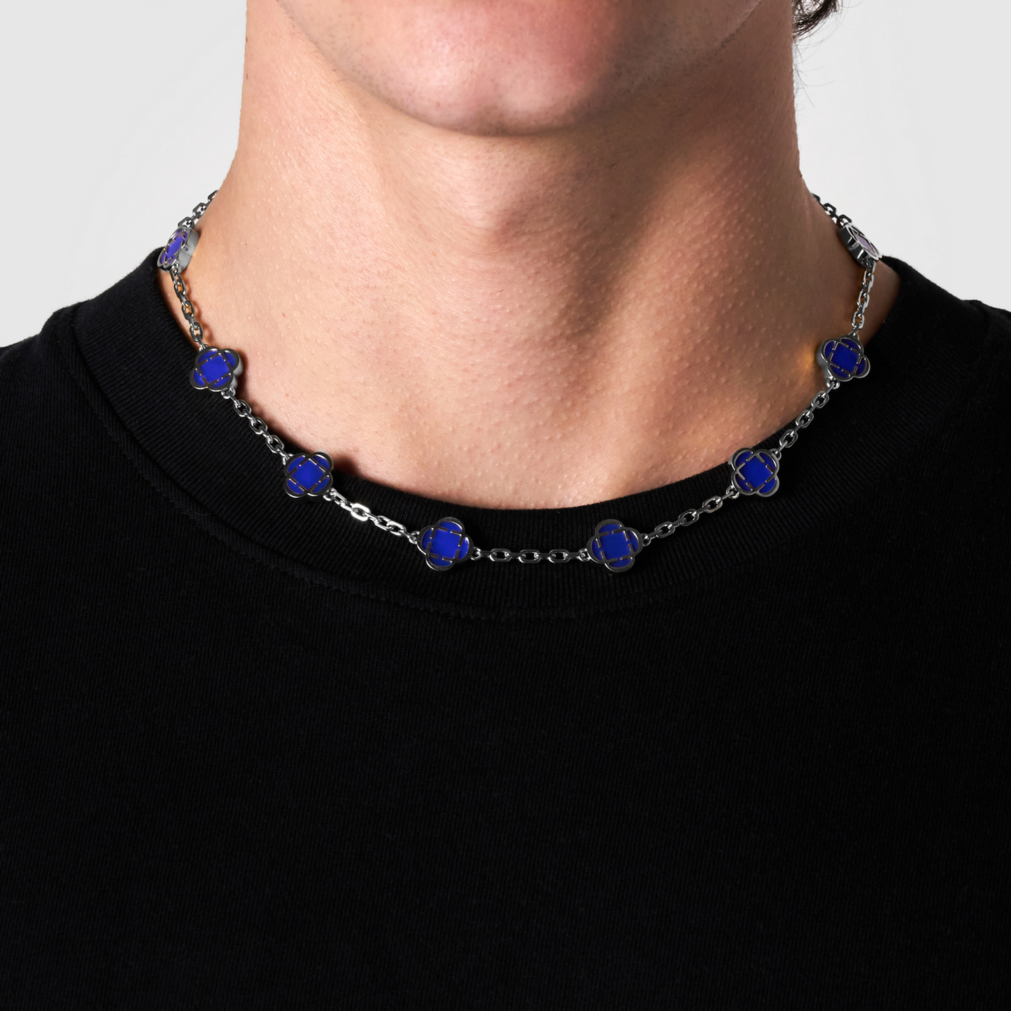 Collana in Pietra di Trifoglio Blu (Argento)