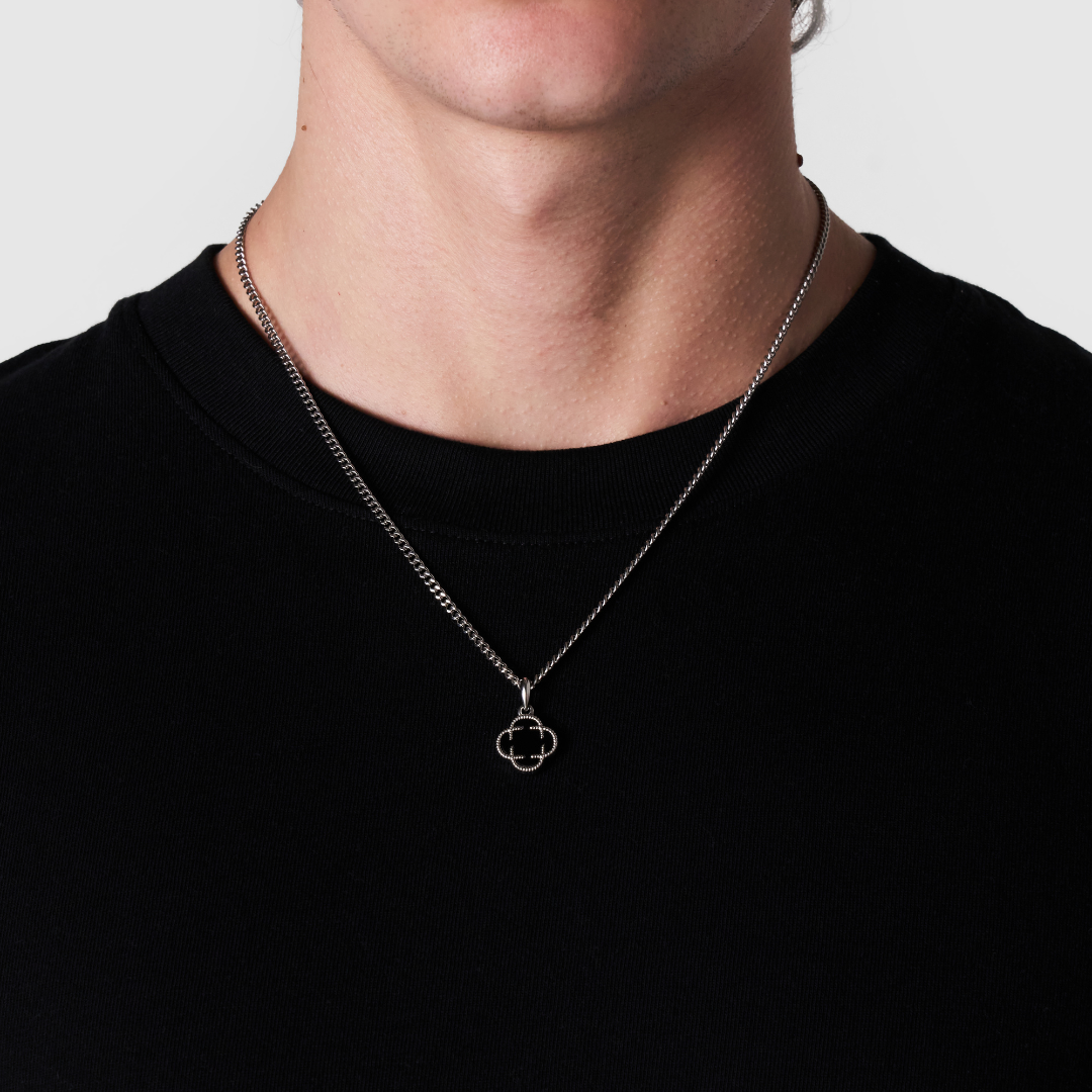 Pendente in Pietra Onice a Trifoglio (Argento)