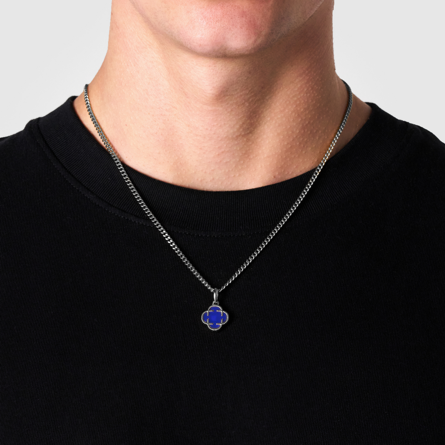 Pendente in Pietra Blu Clover (Argento)
