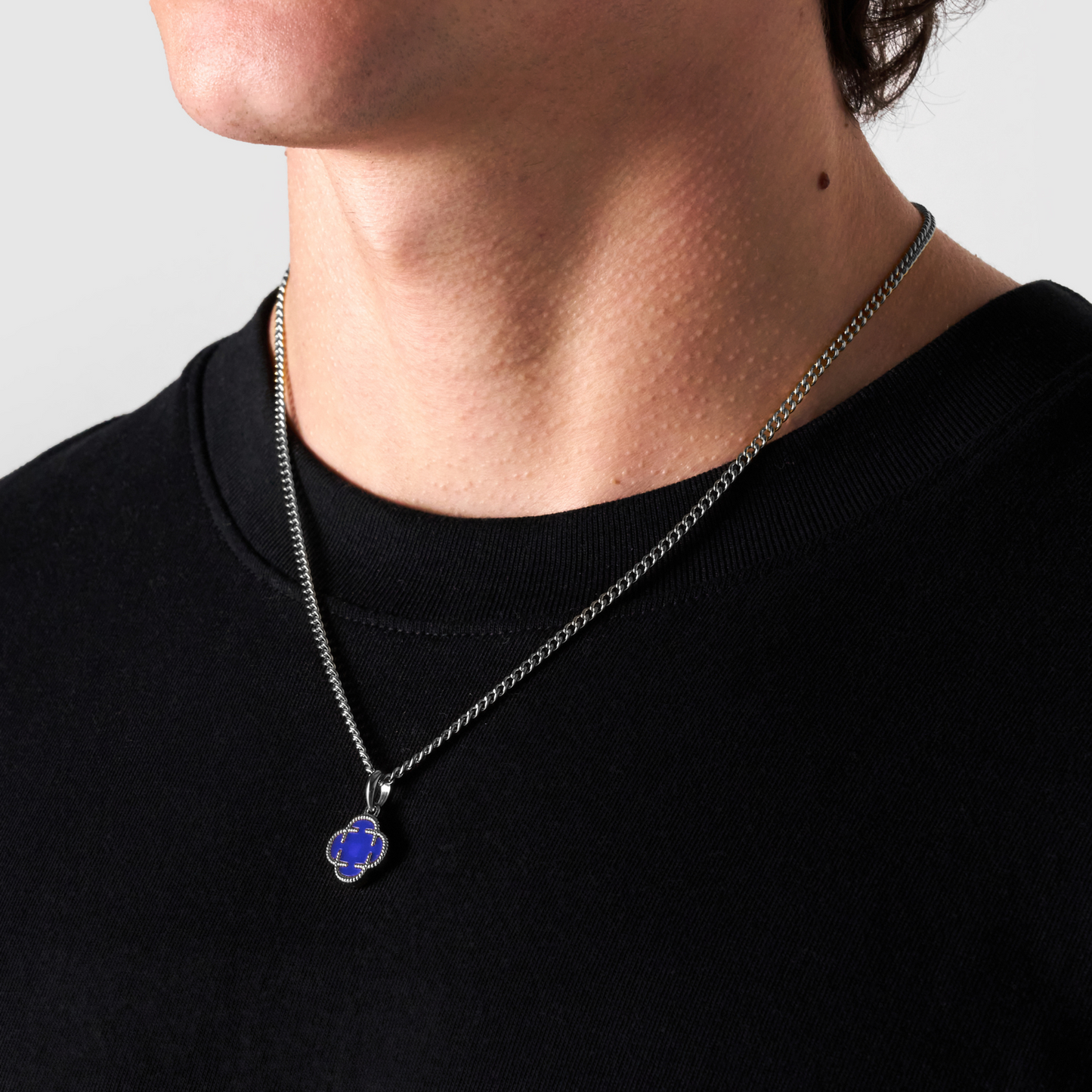 Pendente in Pietra Blu Clover (Argento)