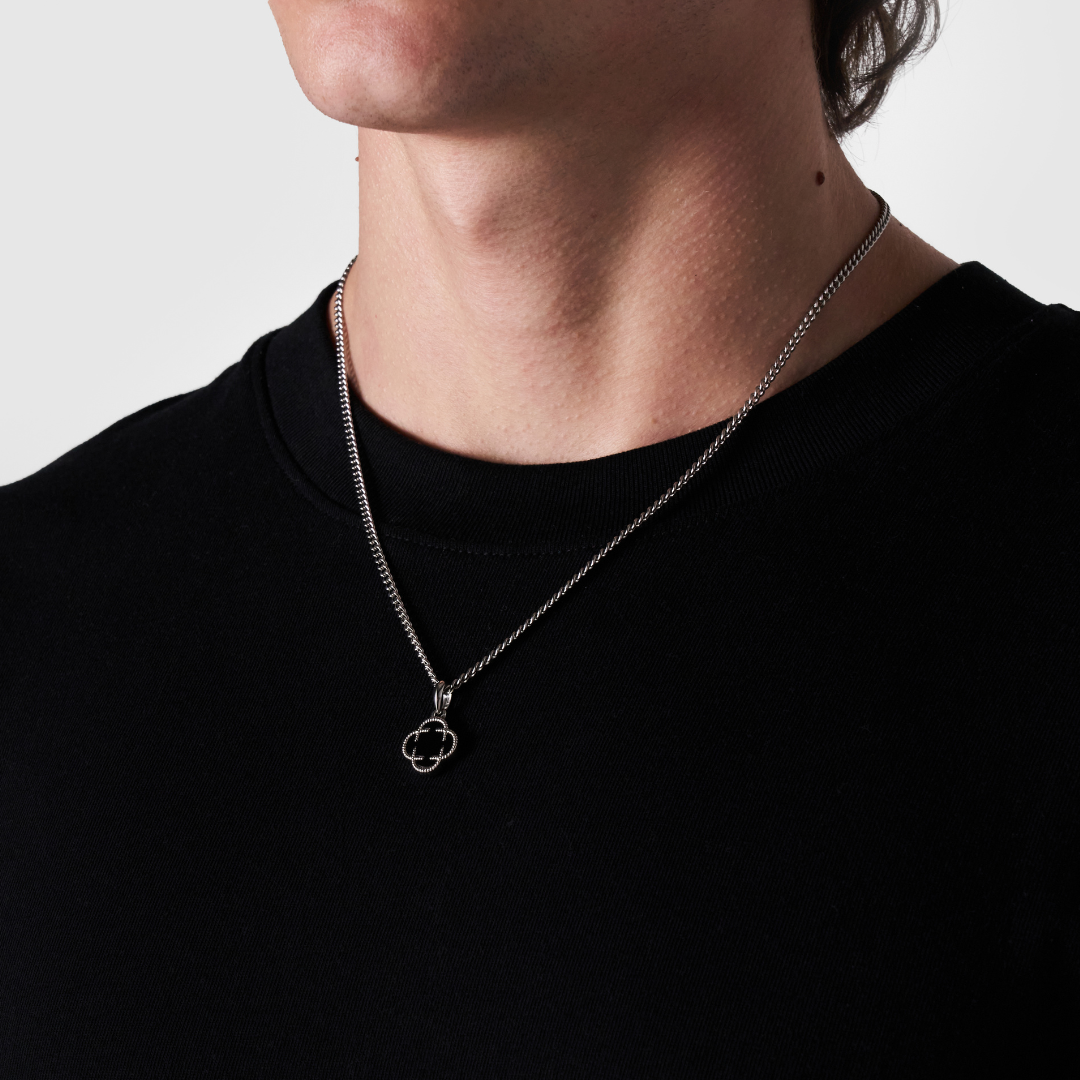 Pendente in Pietra Onice a Trifoglio (Argento)