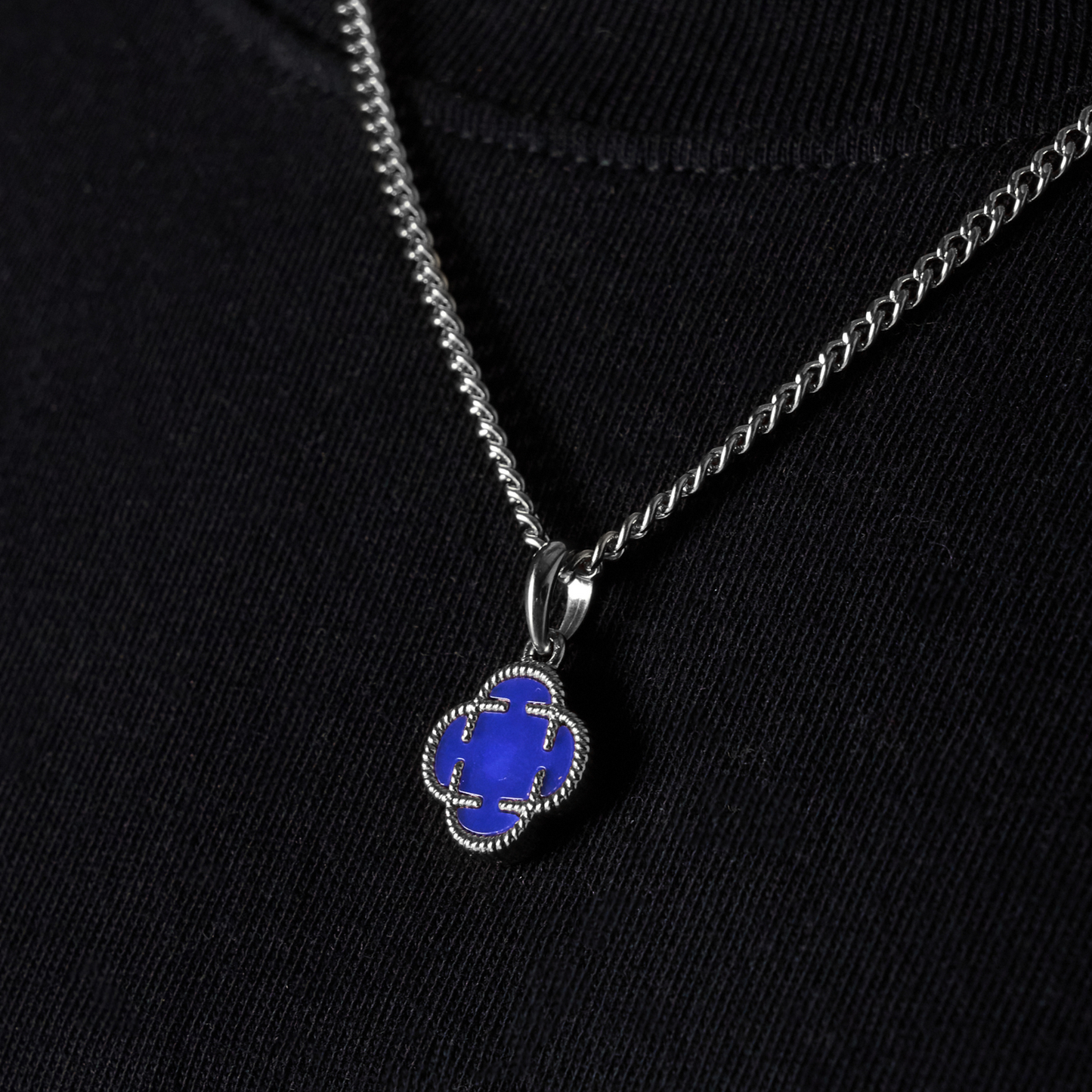 Pendente in Pietra Blu Clover (Argento)