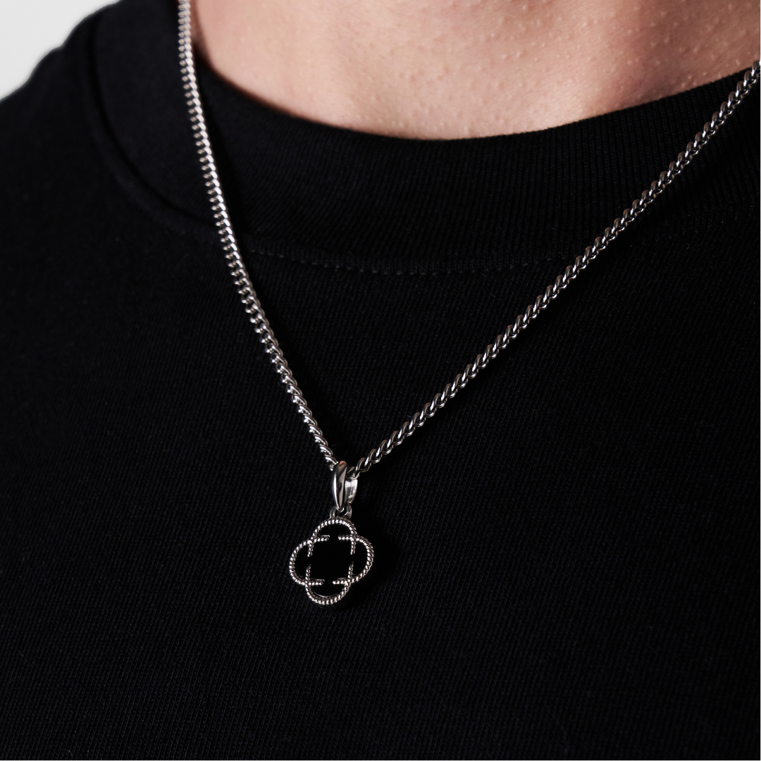 Pendente in Pietra Onice a Trifoglio (Argento)