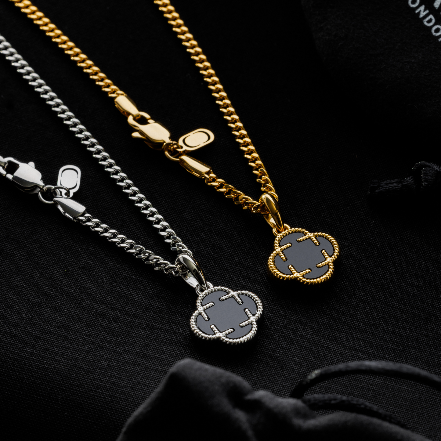 Pendente in Pietra Onice a Trifoglio (Argento)