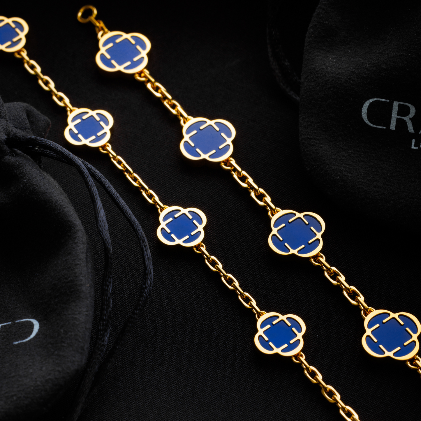 Collana in Pietra di Trifoglio Blu (Oro)