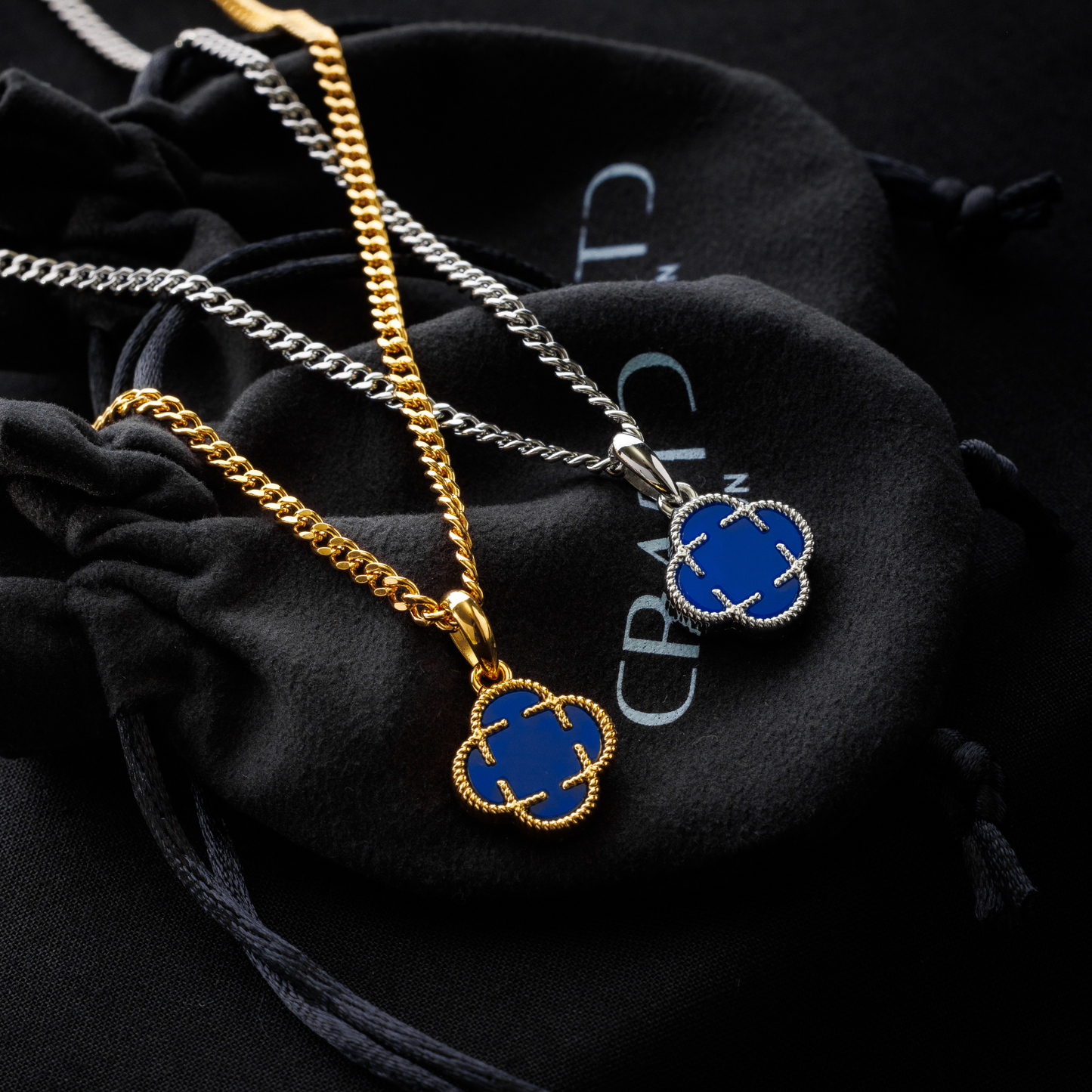 Pendente in Pietra Blu Clover (Argento)
