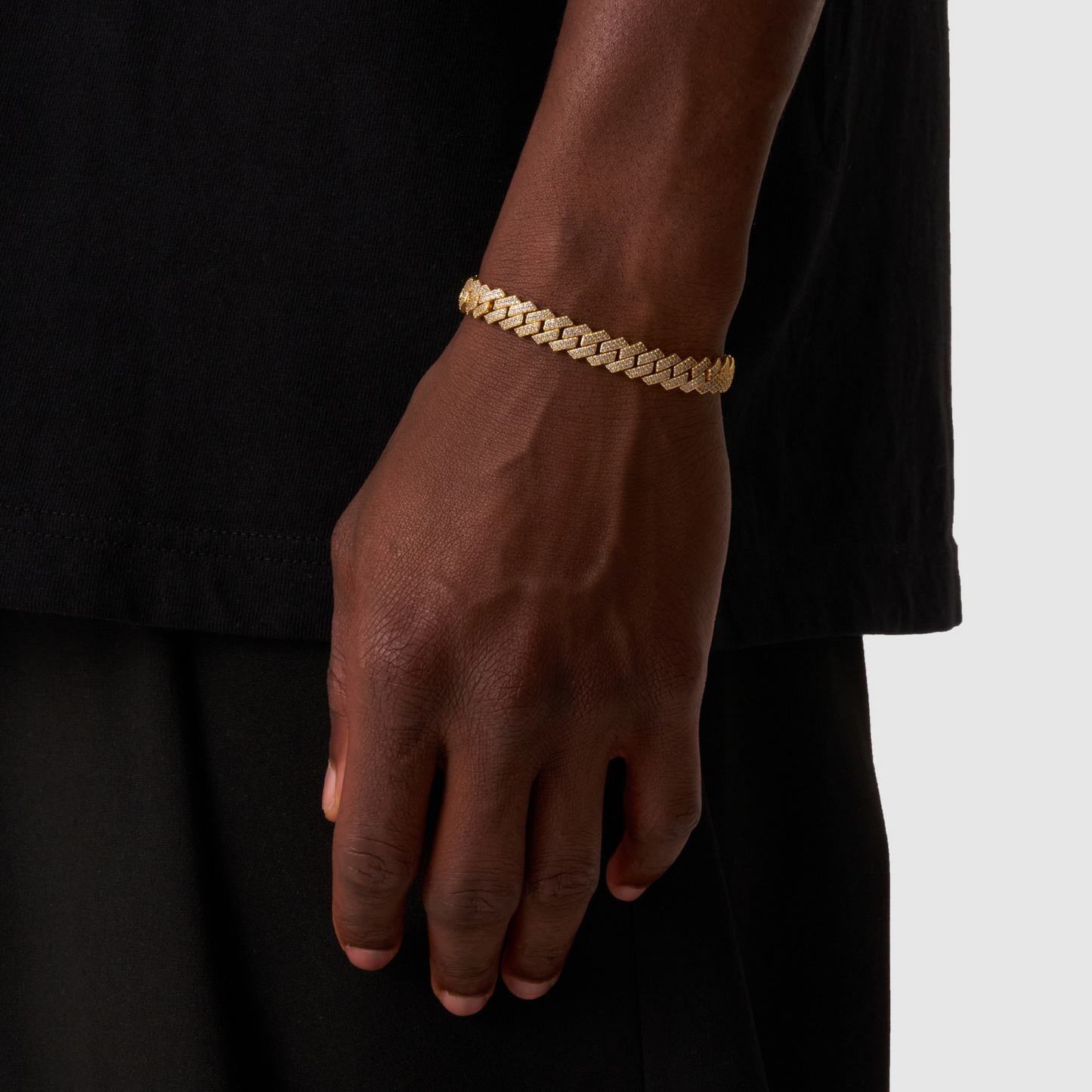 Bracciale Cubano Iced a Maglia (Oro) 8mm