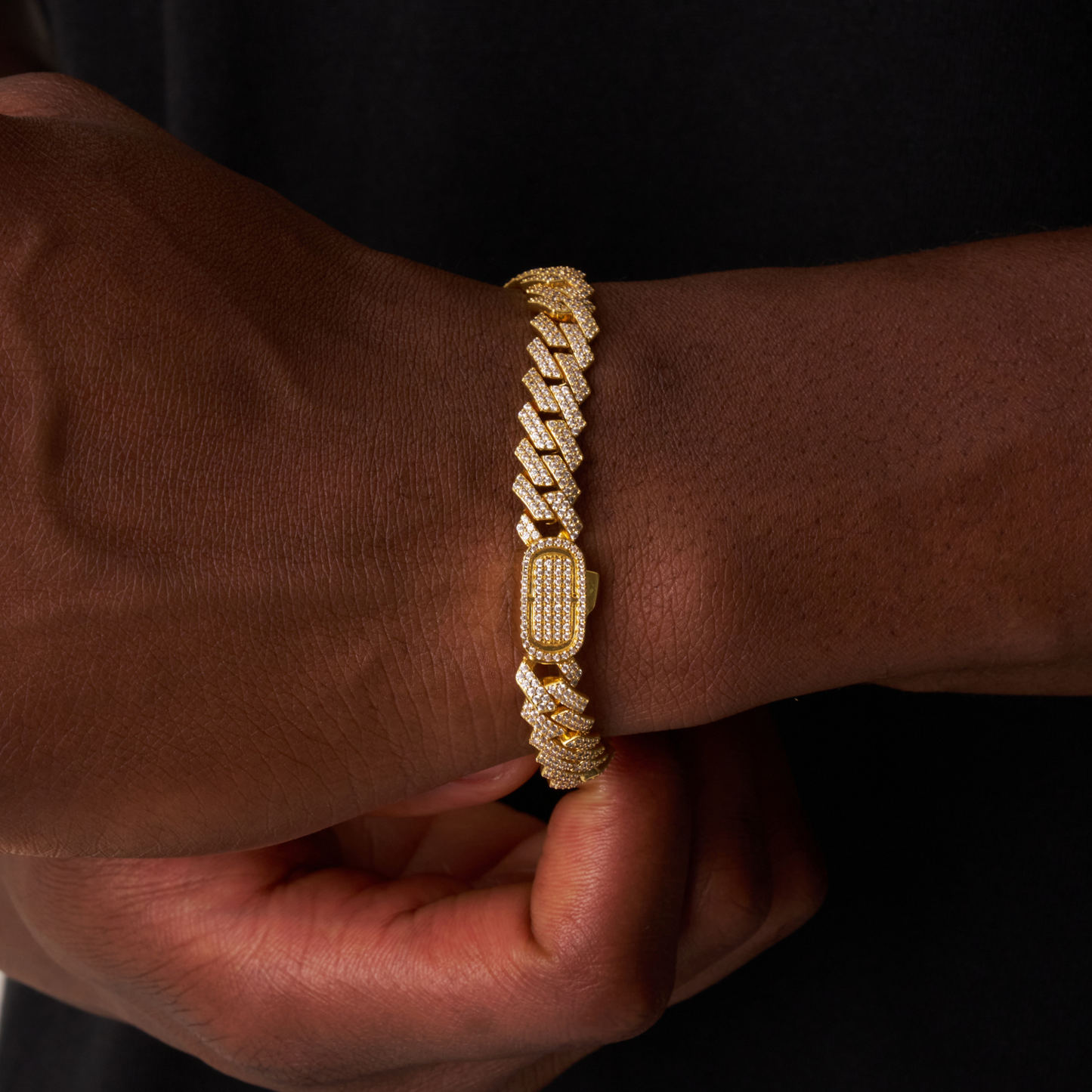 Bracciale Cubano Iced a Maglia (Oro) 8mm