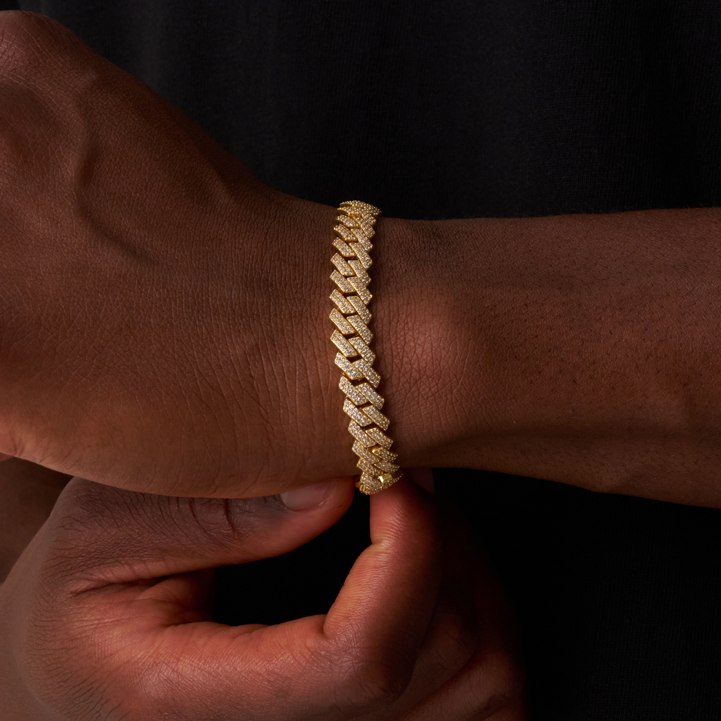 Bracciale Cubano Iced a Maglia (Oro) 8mm