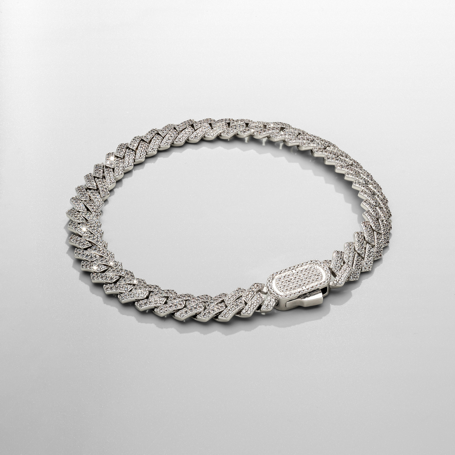 Bracciale Cubano Iced a Maglie (Argento) 8mm