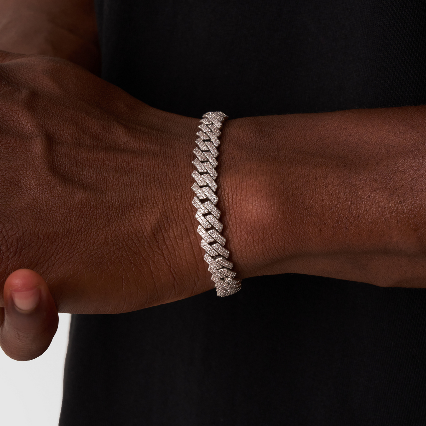 Bracciale Cubano Iced a Maglie (Argento) 8mm