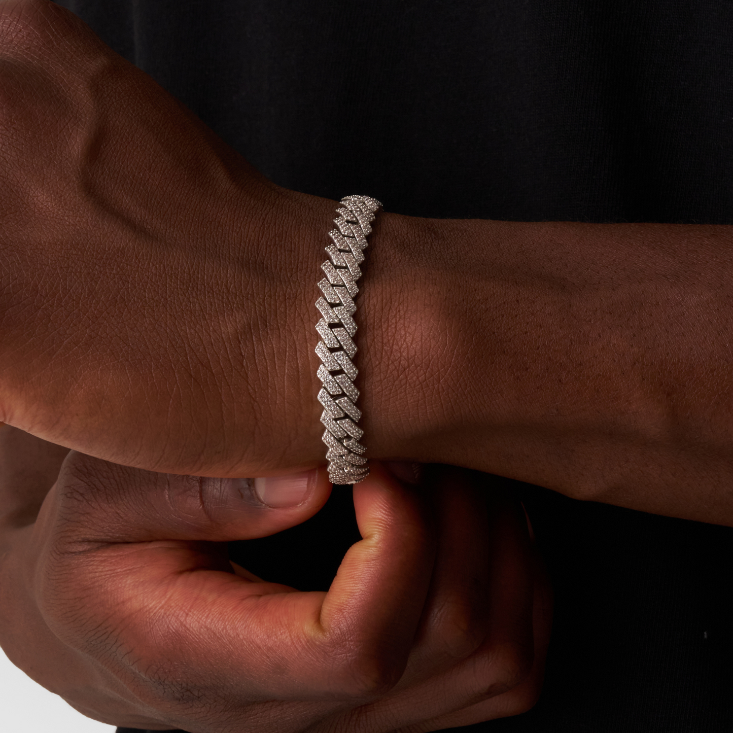 Bracciale Cubano Iced a Maglie (Argento) 8mm