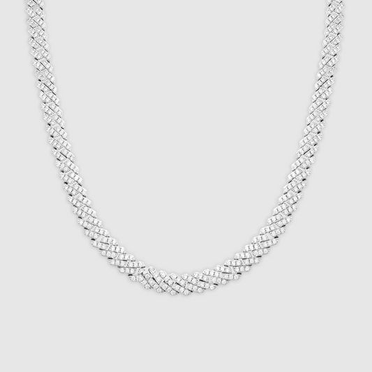 Collana Cubana Iced a Maglie (Argento) 6mm