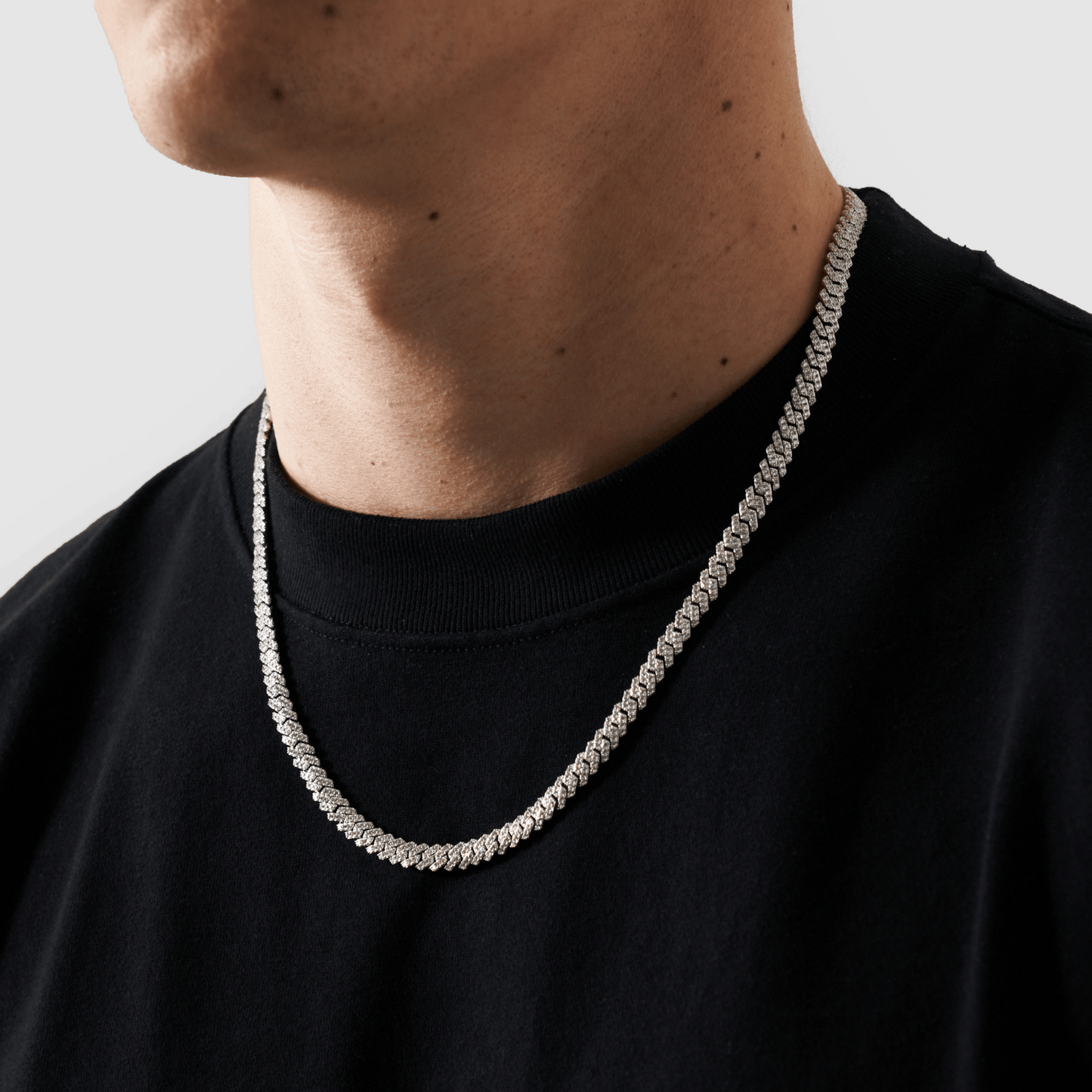 Collana Cubana Iced a Maglie (Argento) 6mm