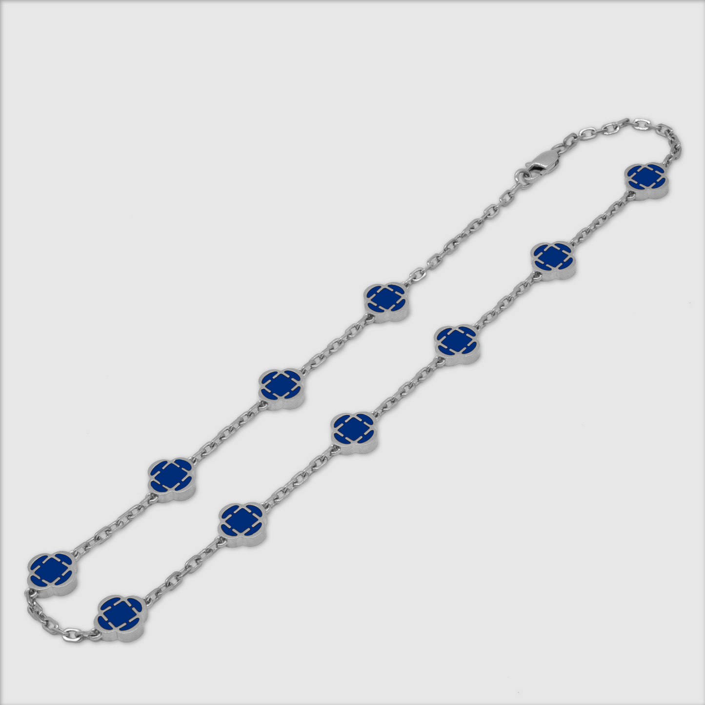 Collana in Pietra di Trifoglio Blu (Argento)