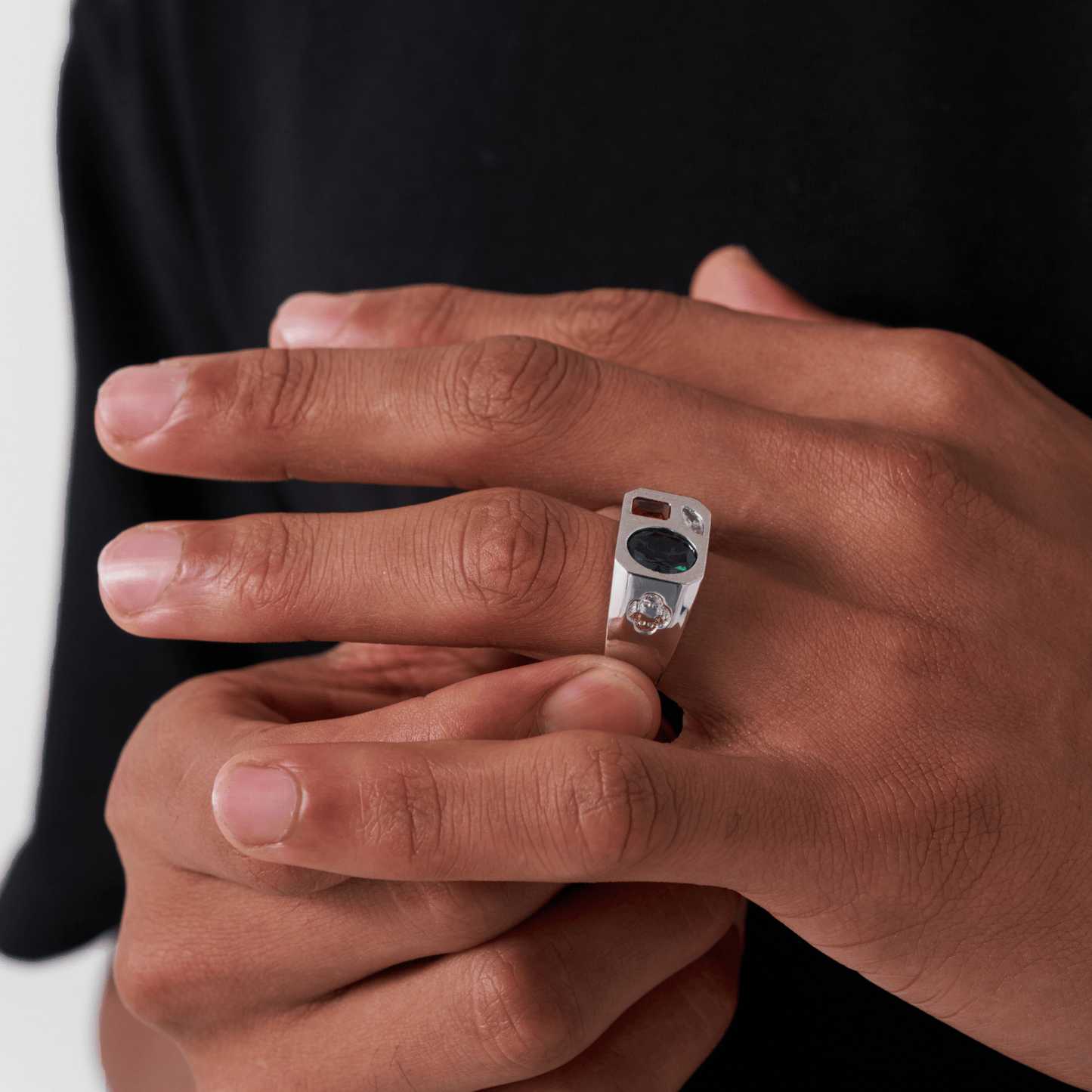 Anello Tri Stone (Argento)