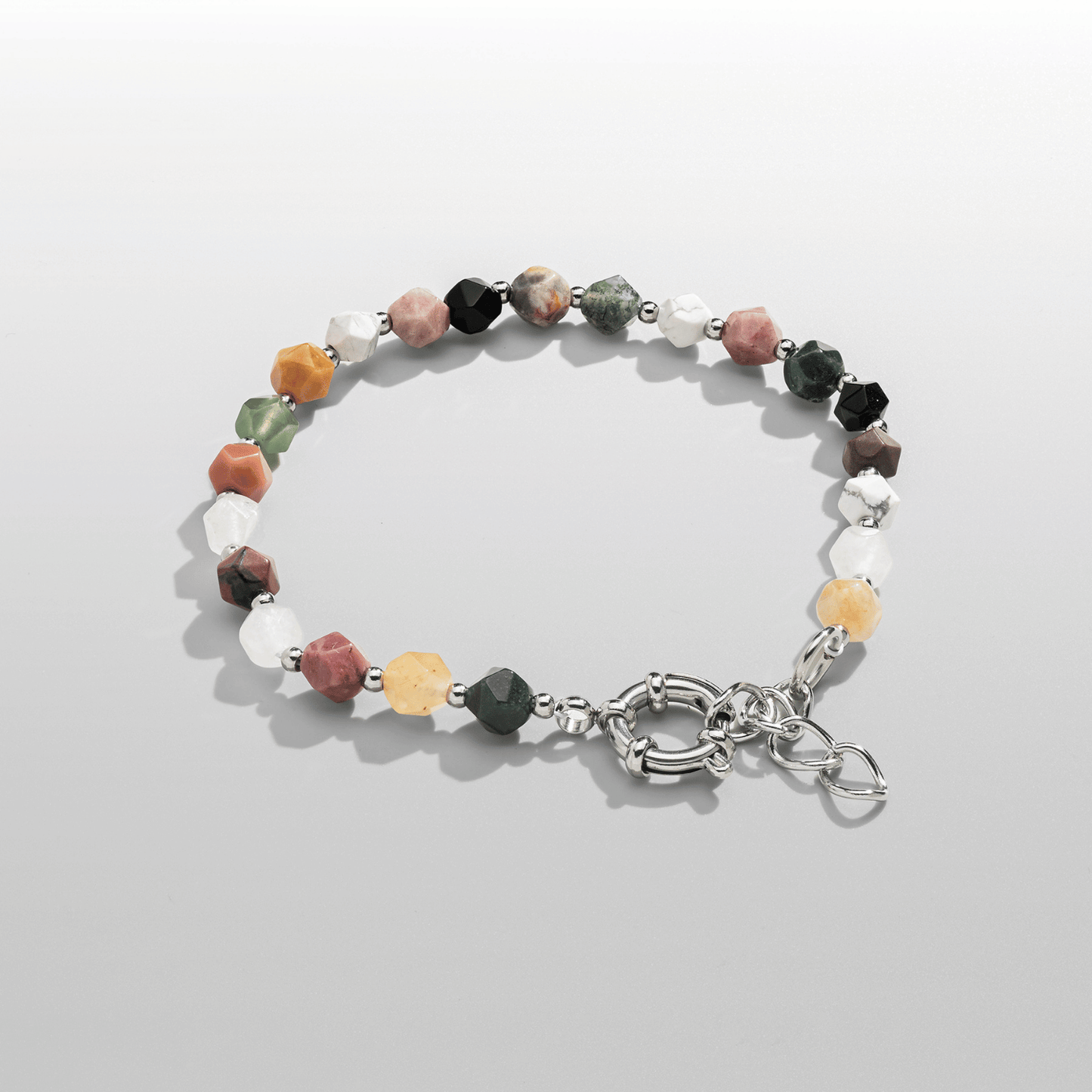 Bracciale con Perline in Pietra (Argento)