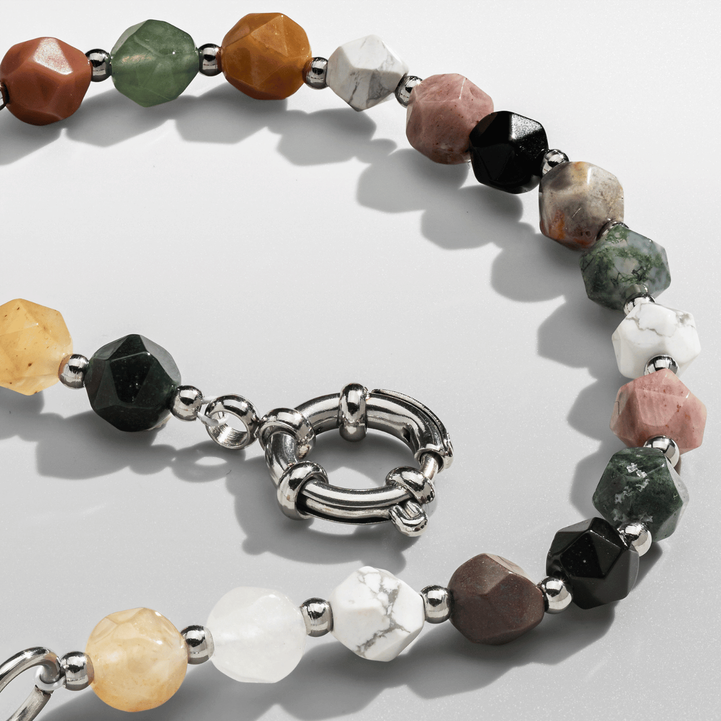 Bracciale con Perline in Pietra (Argento)