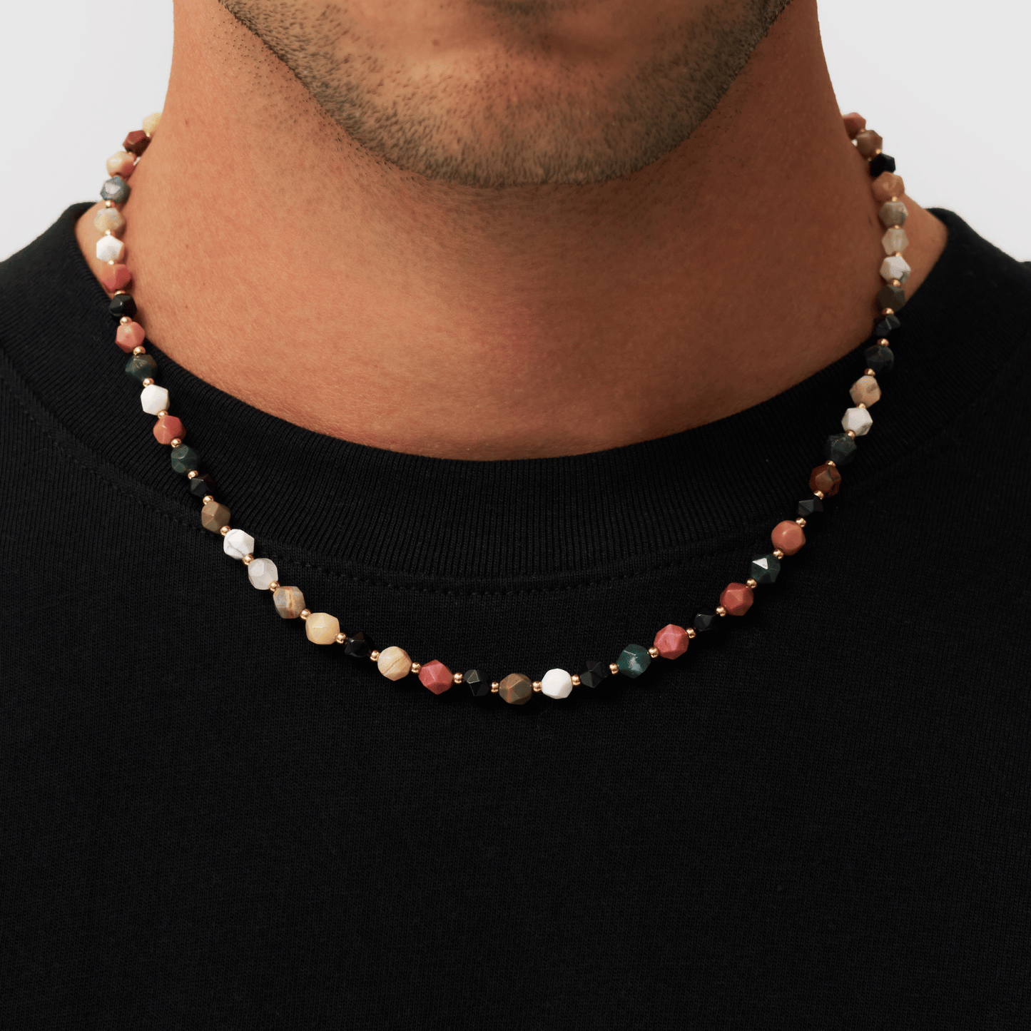 Collana con Perline di Pietra (Oro)