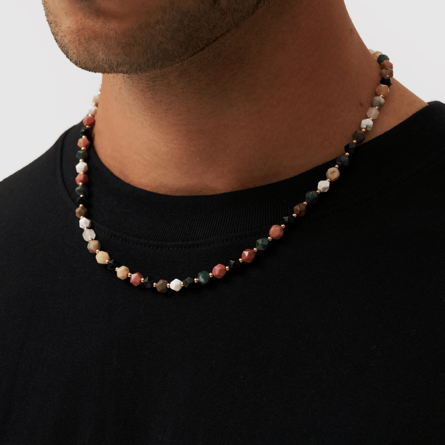 Collana con Perline di Pietra (Oro)