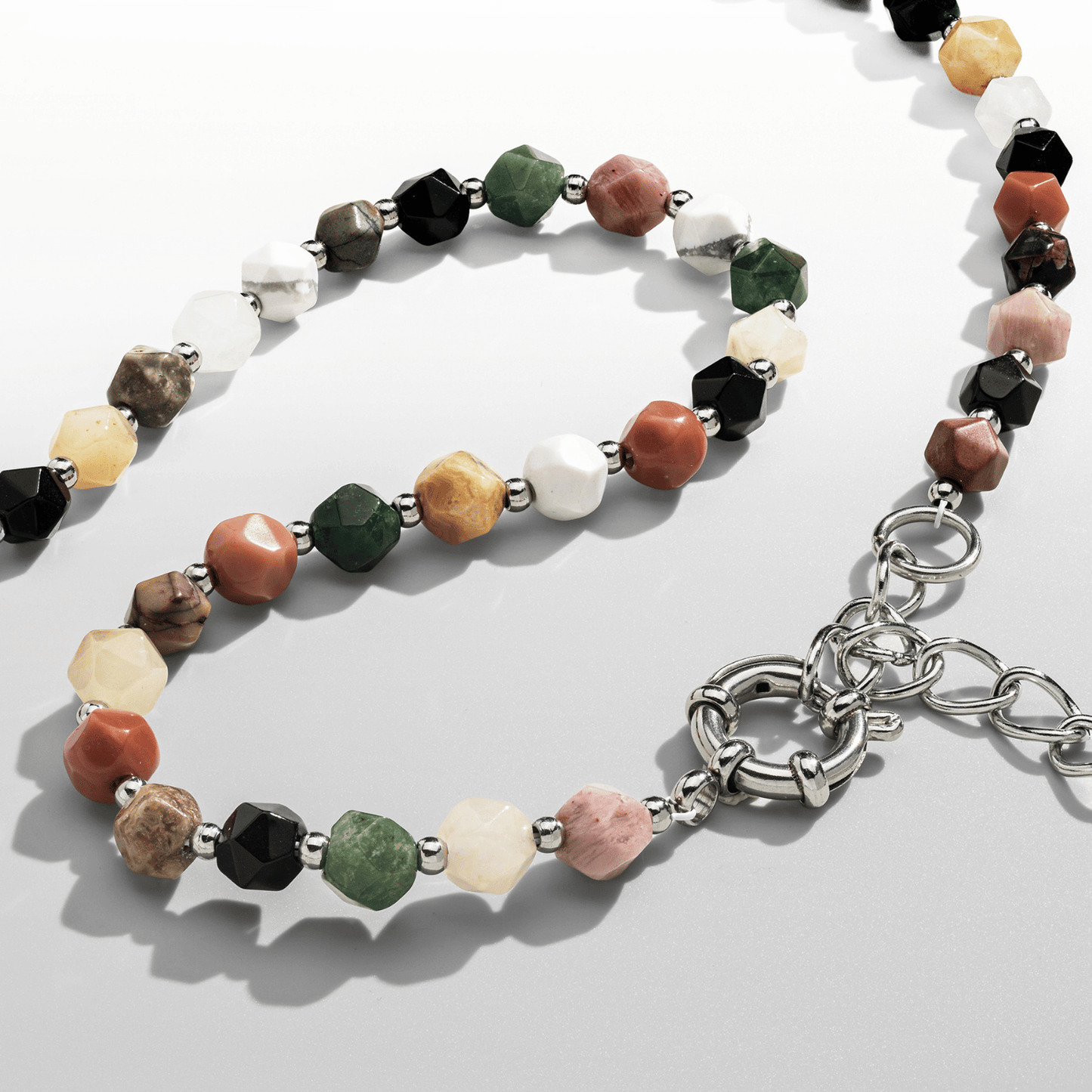 Collana con Perline di Pietra (Argento)