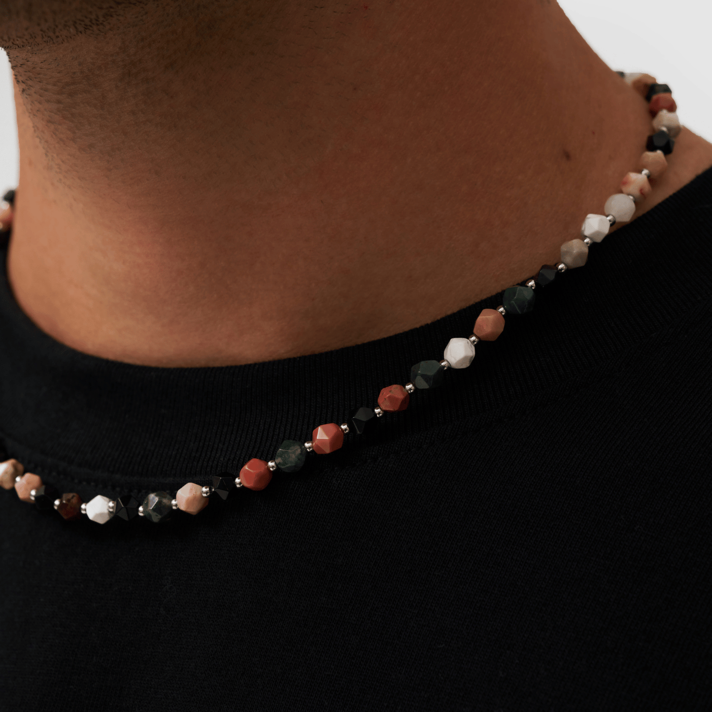 Collana con Perline di Pietra (Argento)