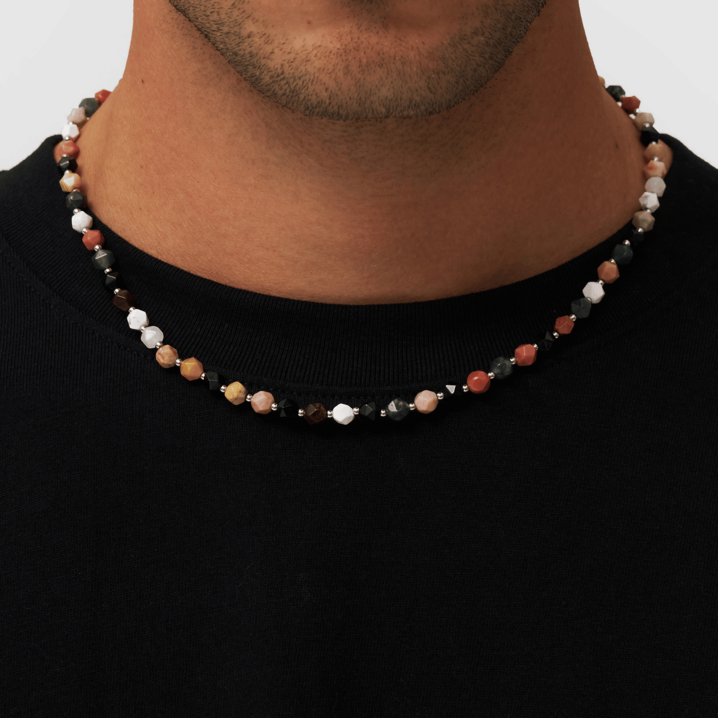 Collana con Perline di Pietra (Argento)