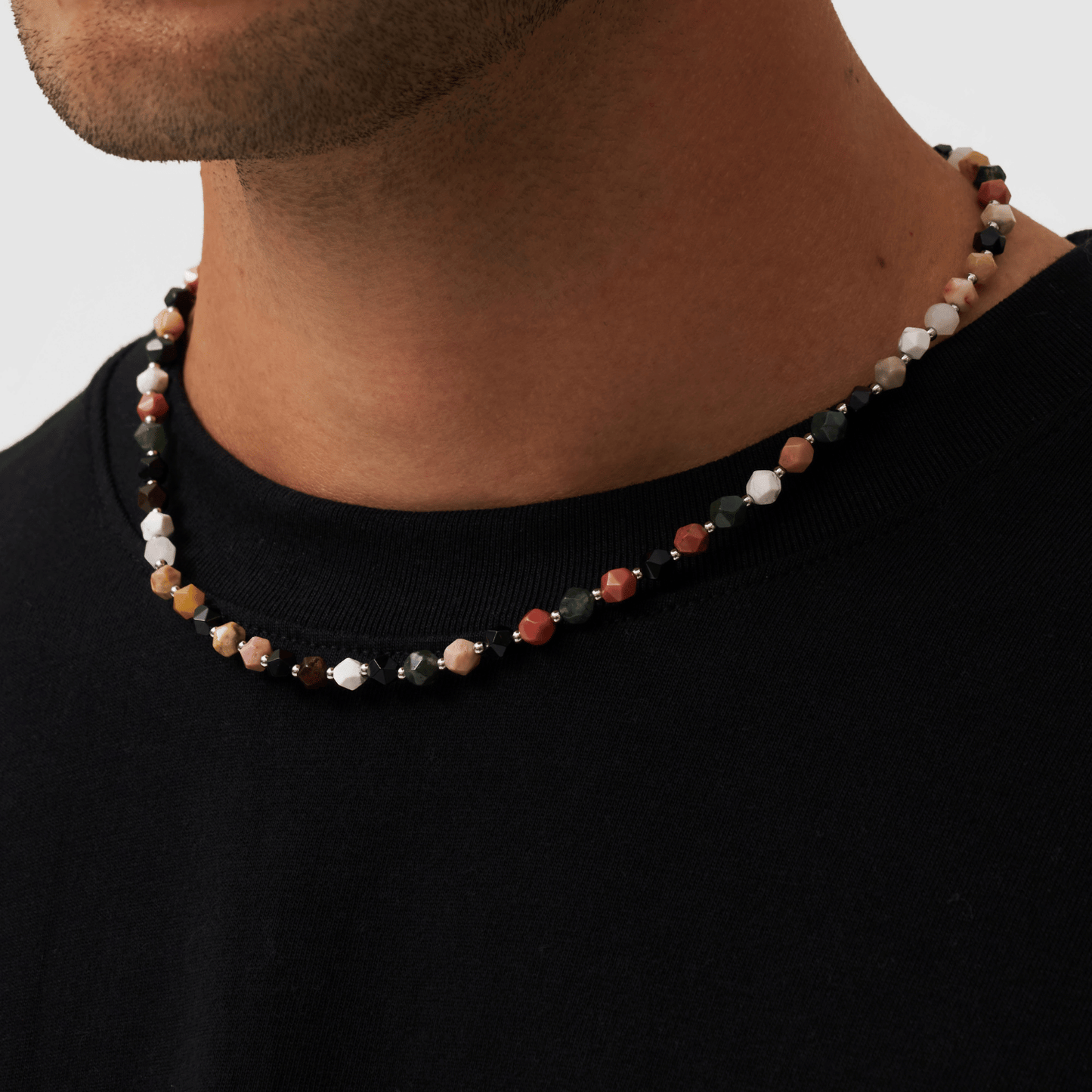 Collana con Perline di Pietra (Argento)