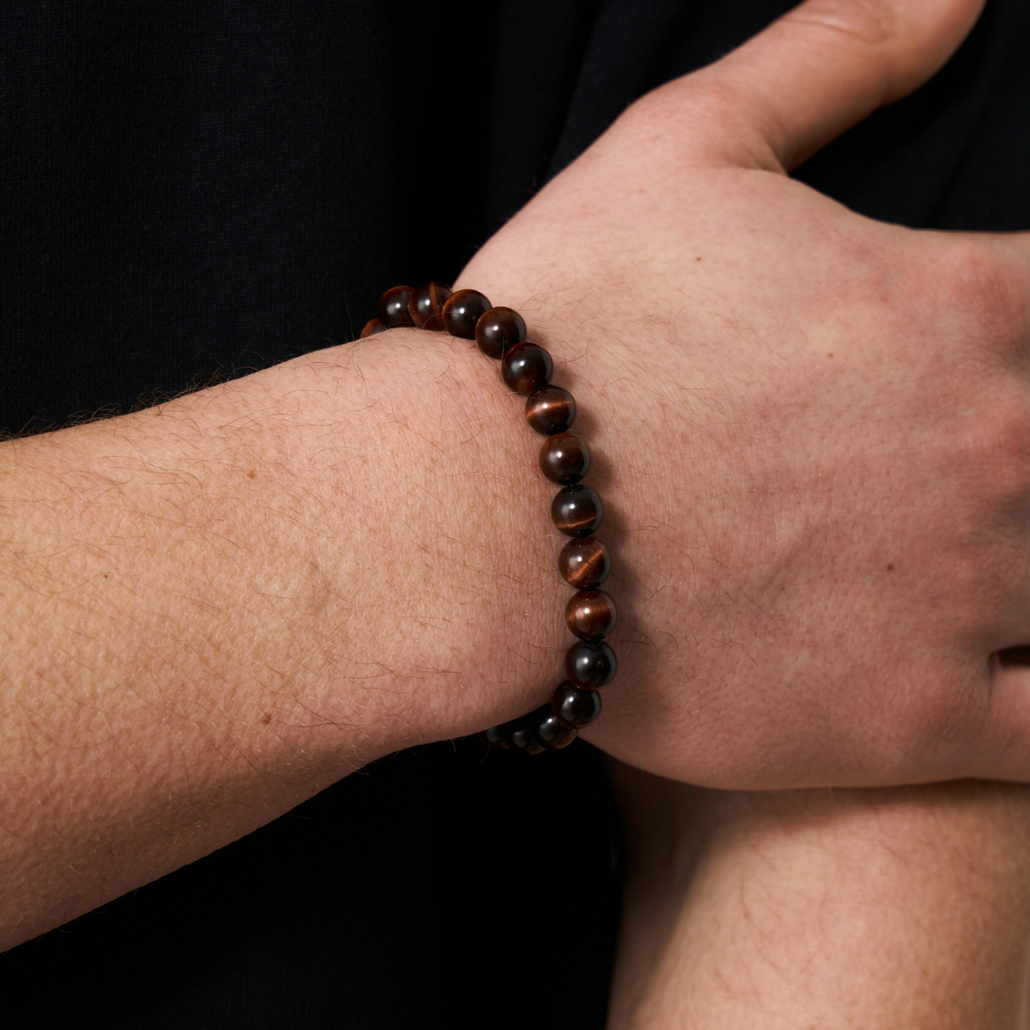 Bracciale in Metallo con Perle di Occhio di Tigre (Oro)
