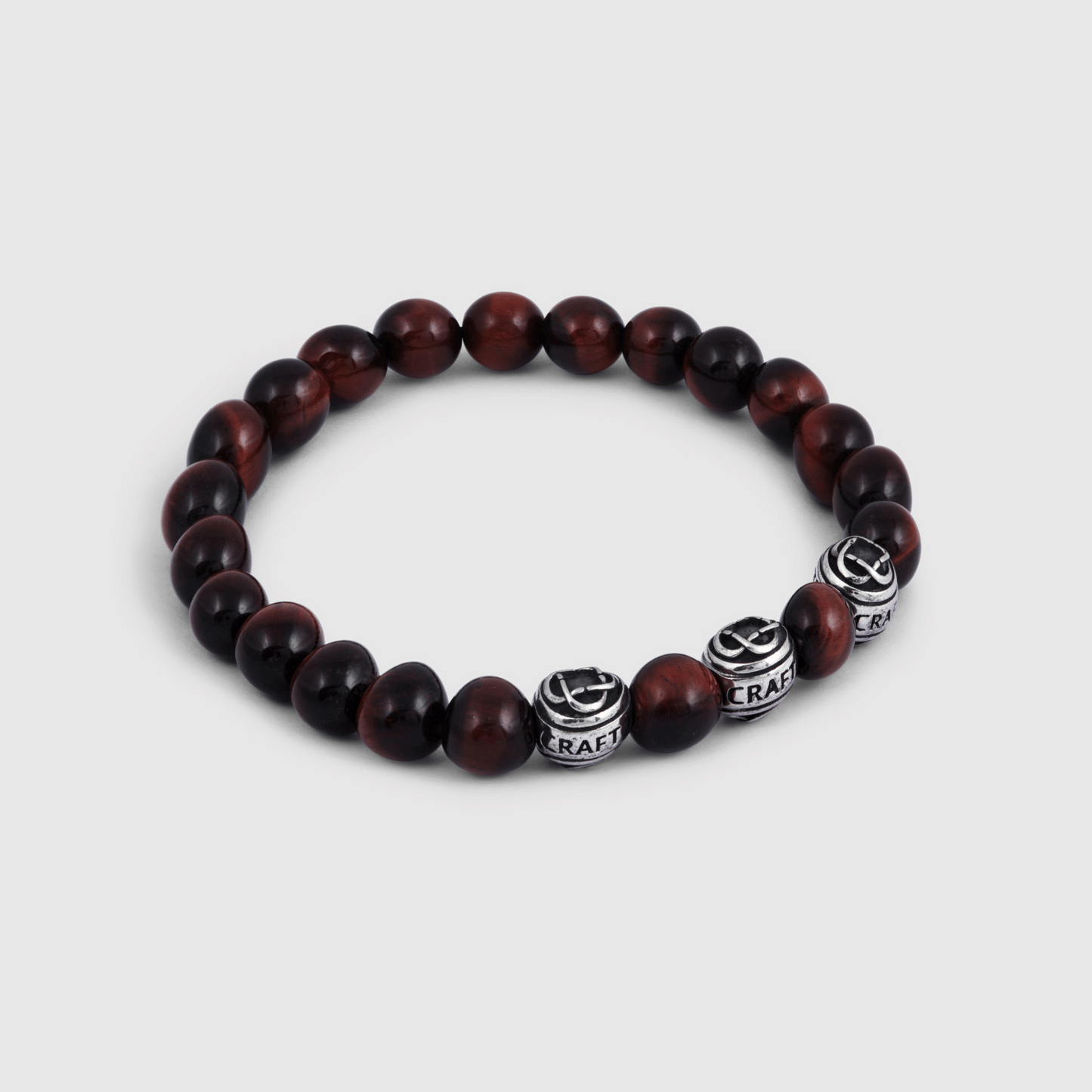 Bracciale in Metallo con Perle di Occhio di Tigre (Argento)