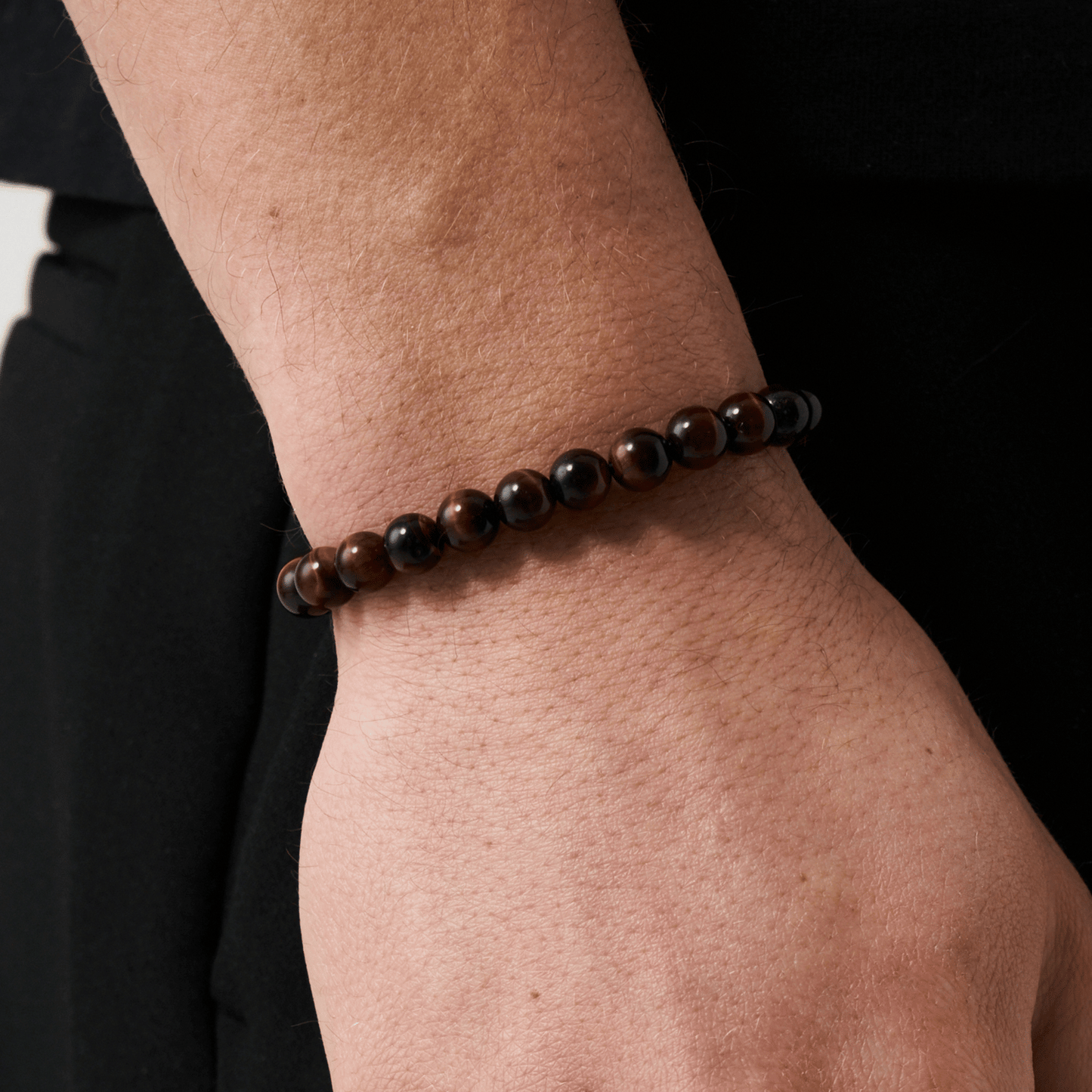 Bracciale in Metallo con Perle di Occhio di Tigre (Argento)
