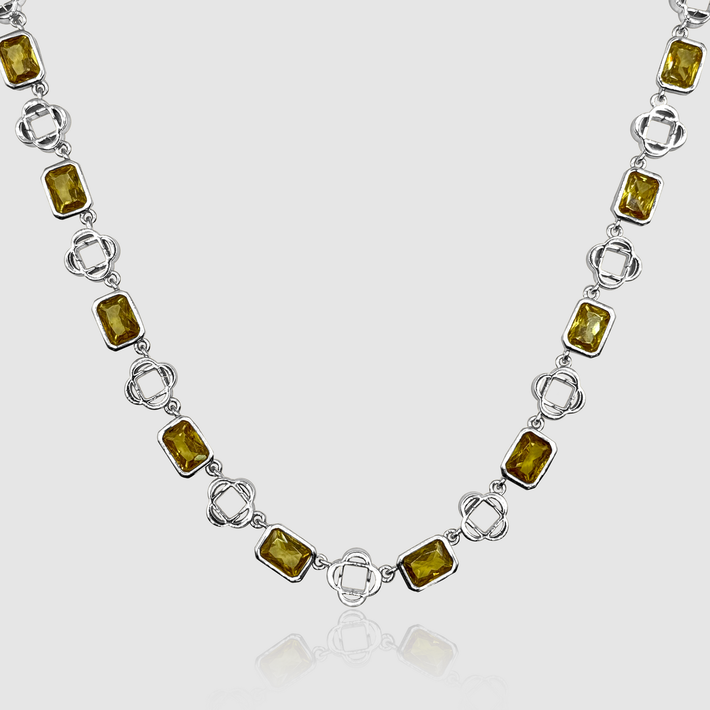 Collana a Quadrifoglio in Gemma Gialla (Argento)