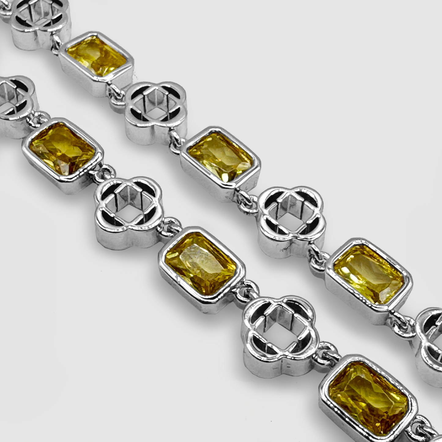 Collana a Quadrifoglio in Gemma Gialla (Argento)