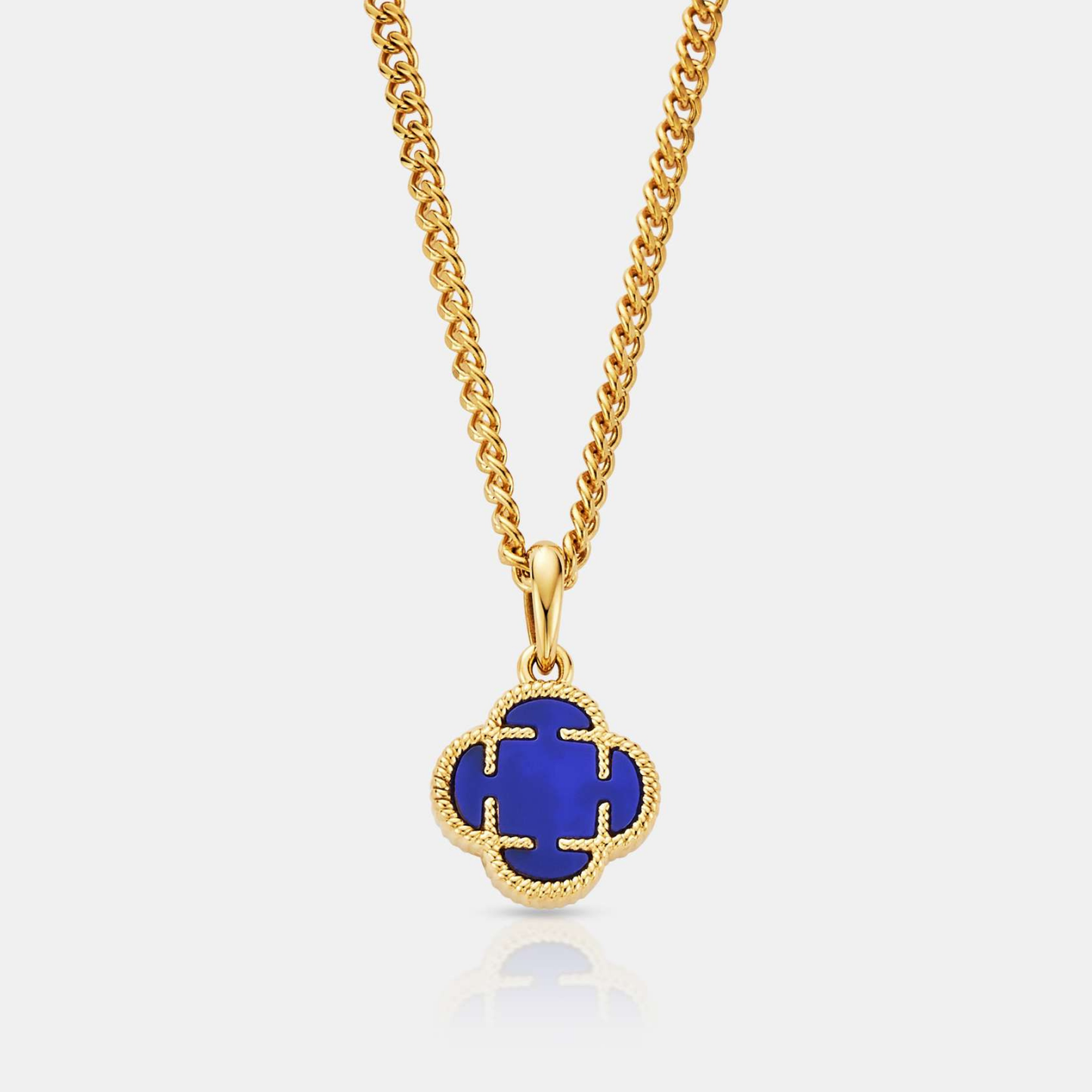 Pendente in Pietra di Trifoglio Blu (Oro)