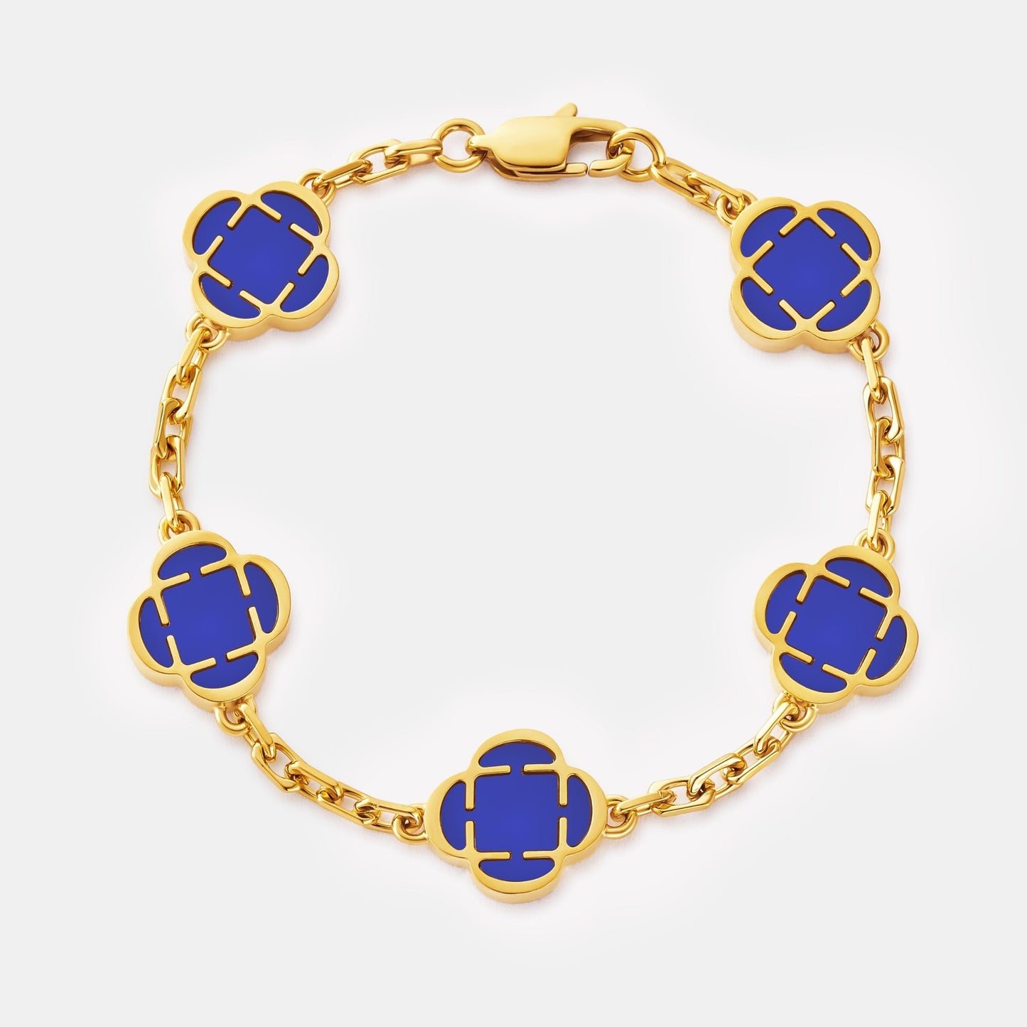 Bracciale in Pietra di Trifoglio Blu (Oro)