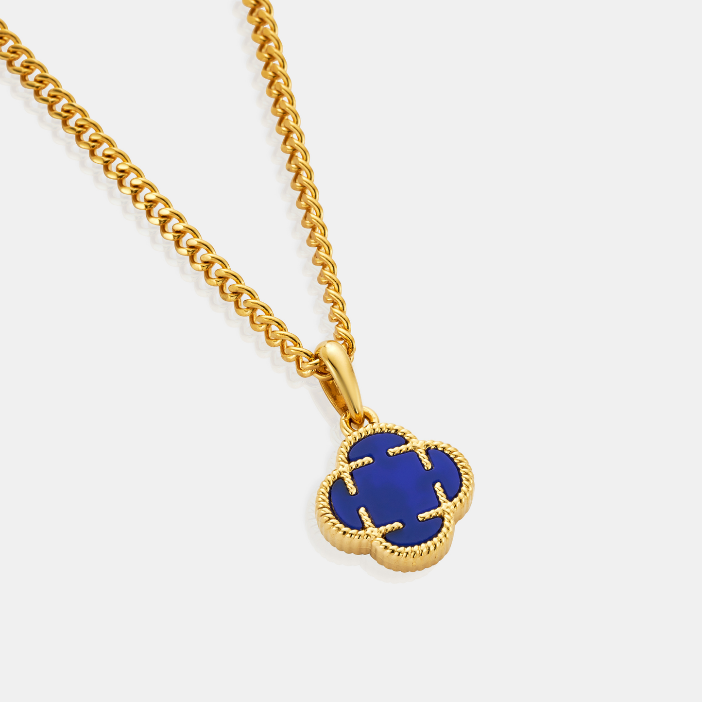 Pendente in Pietra di Trifoglio Blu (Oro)