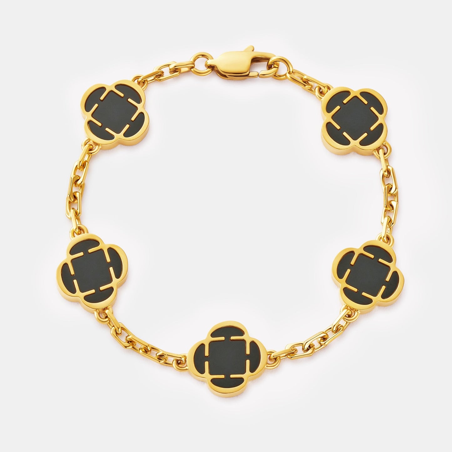 Bracciale in Pietra Onice Clover (Oro)