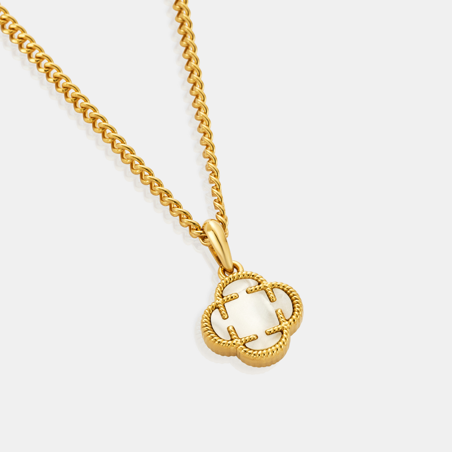 Pendente in Pietra di Trifoglio Bianco (Oro)