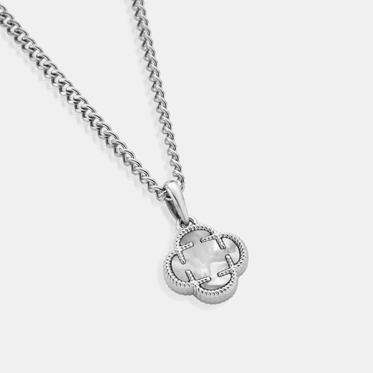 Pendente in Pietra di Trifoglio Bianco (Argento)