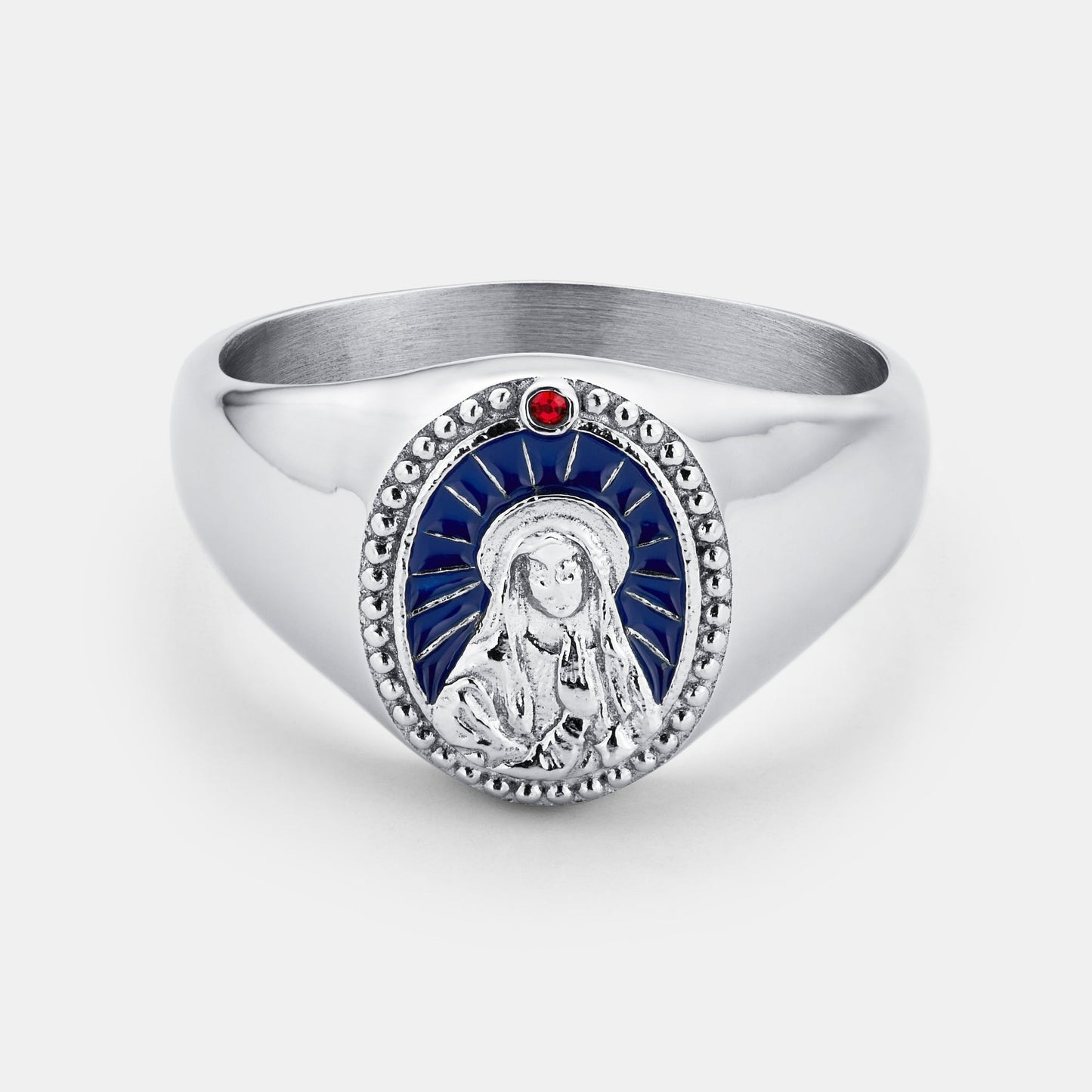 Anello Sigillo in Smalto della Vergine Maria (Argento)
