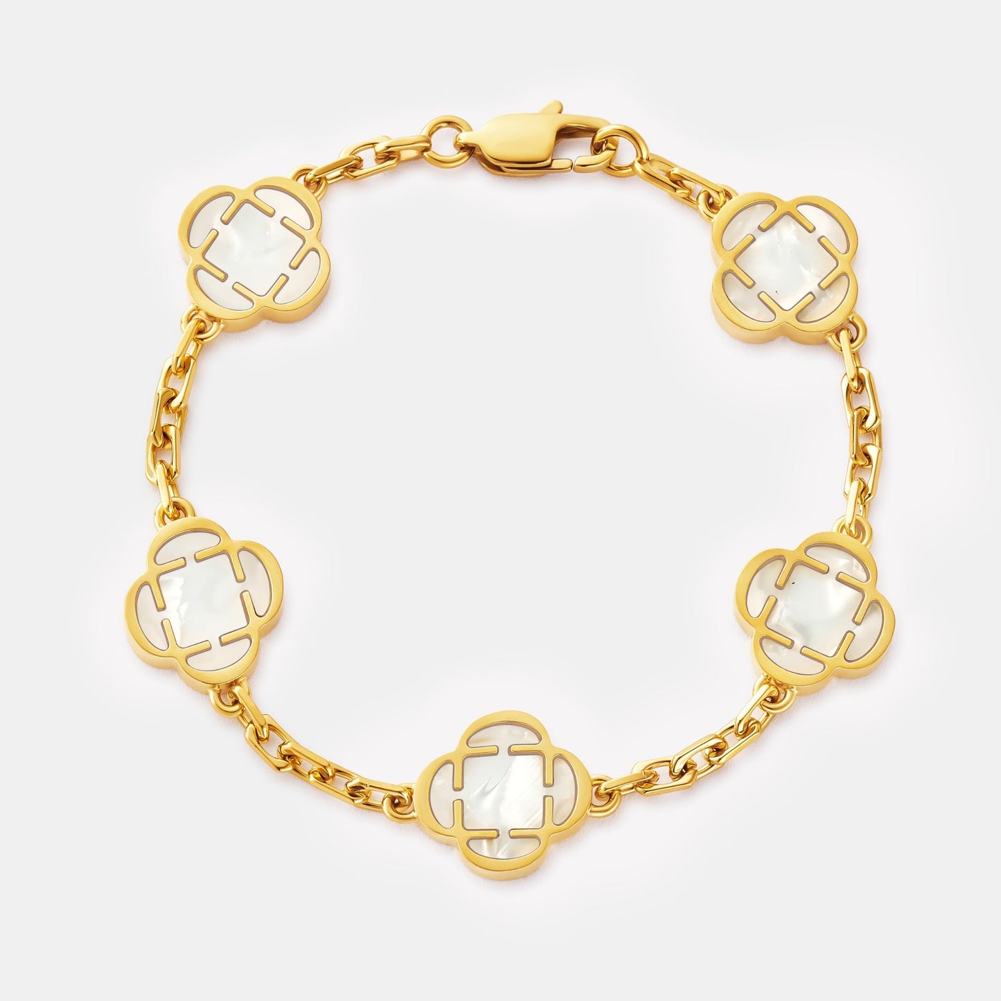Bracciale in Pietra di Trifoglio Bianco (Oro)