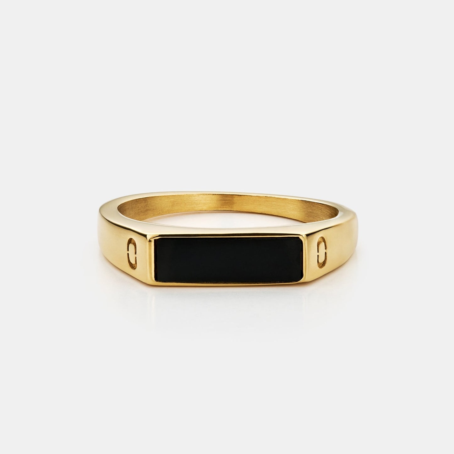 Anello Signet Rettangolare in Onice (Oro)