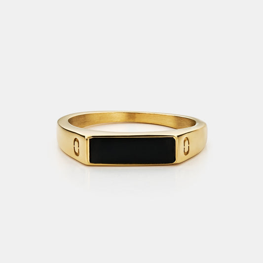 Anello Signet Rettangolare in Onice (Oro)