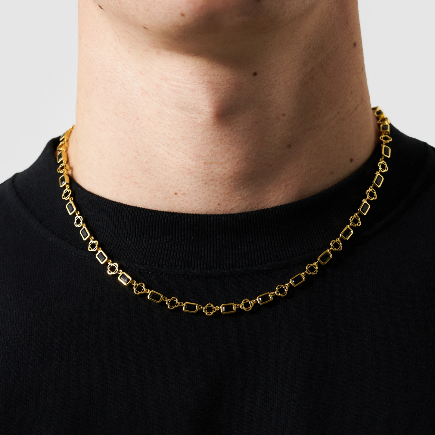 Collana in Onice a Quadrifoglio (Oro)