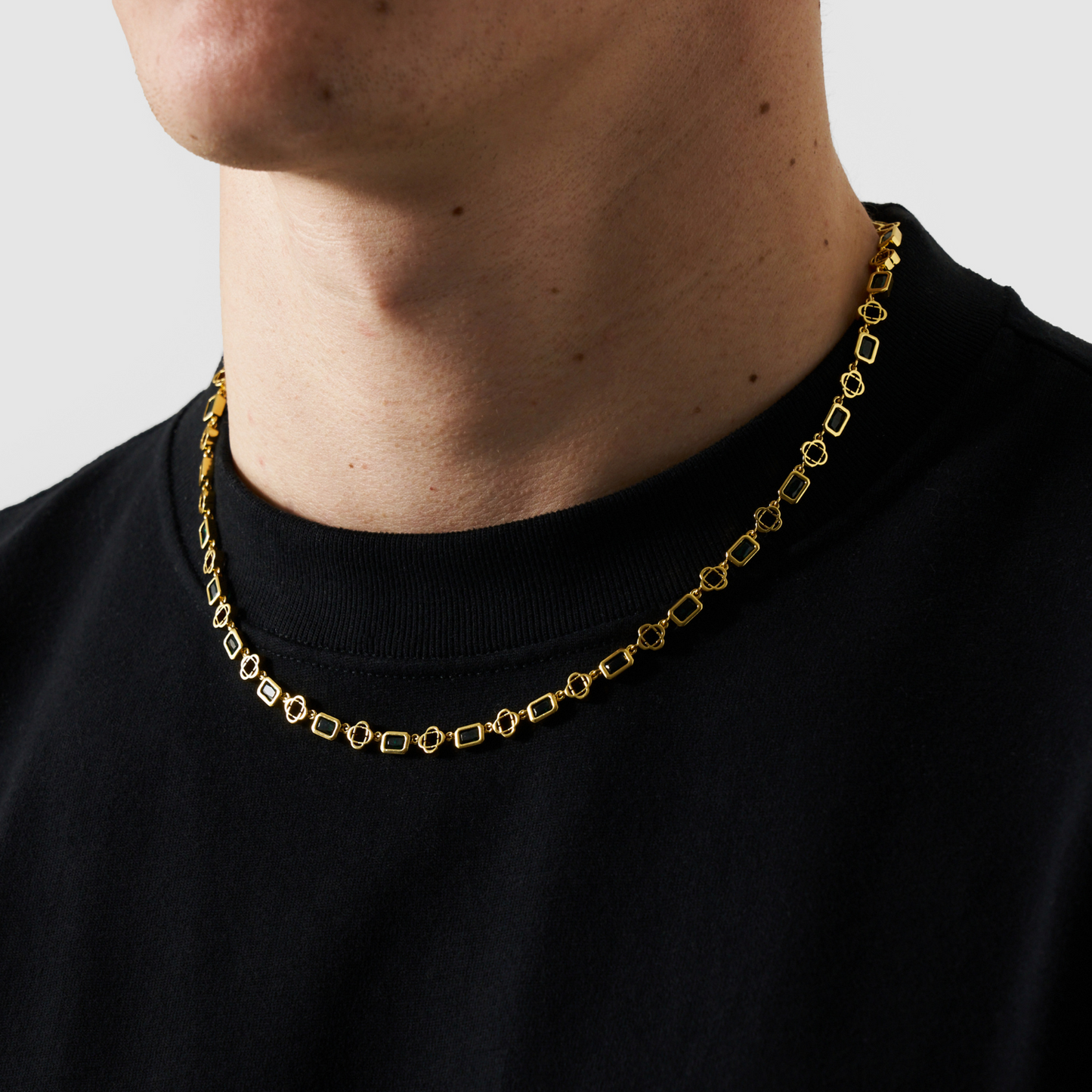 Collana in Onice a Quadrifoglio (Oro)