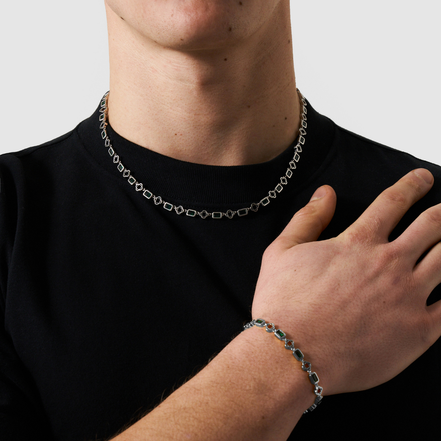 Bracciale in Onice a Quattro Foglie (Argento)