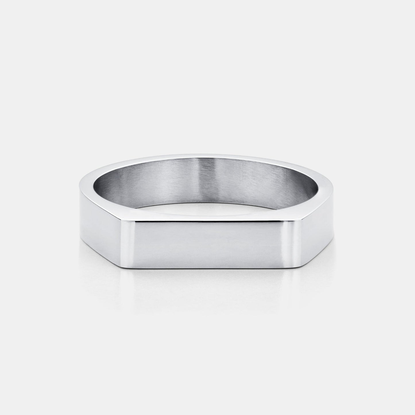 Anello Sigillo Rettangolare (Oro Bianco)