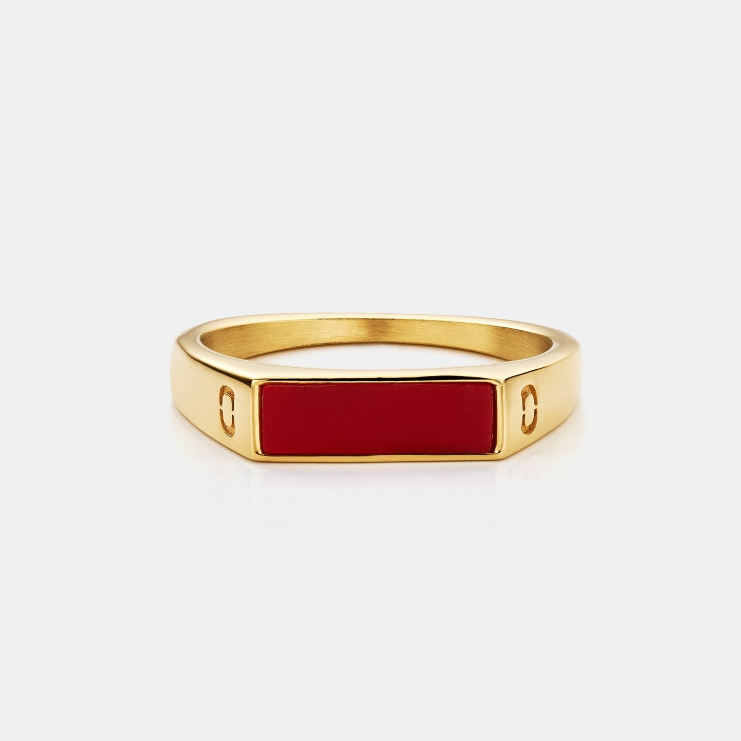 Anello Sigillo in Pietra Rossa (Oro)