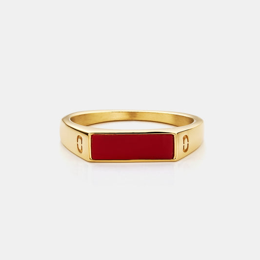 Anello Sigillo in Pietra Rossa (Oro)